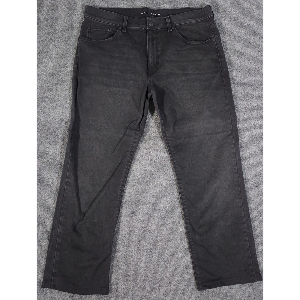 Mott & Bow Jeans Mens 35x27 Black Slim Stone Straight Leg Stretch Denim Classic